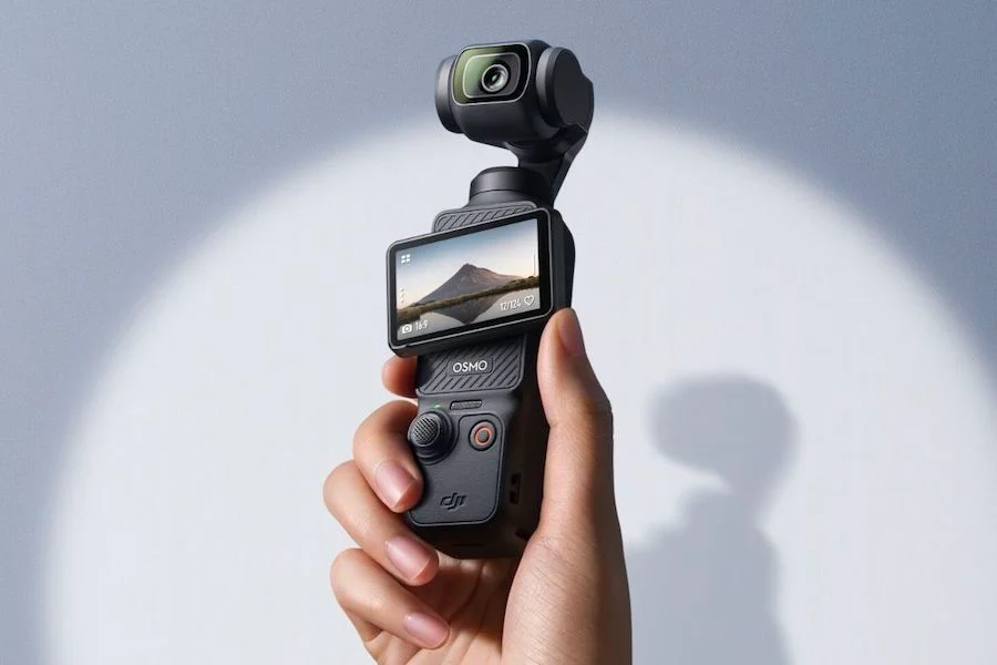 DJI Osmo Pocket 3 camera held in hand